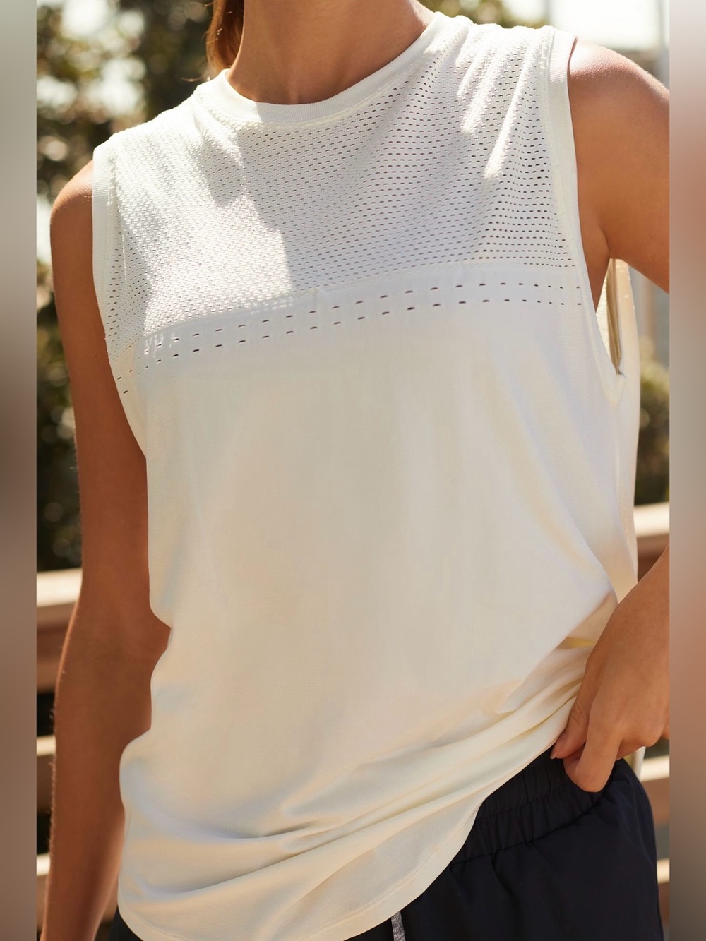 ✨ NWT Varley Morro Tank Wych Neutral Ribbed Workout Top Size S/M